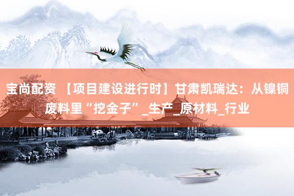宝尚配资 【项目建设进行时】甘肃凯瑞达：从镍铜废料里“挖金子”_生产_原材料_行业