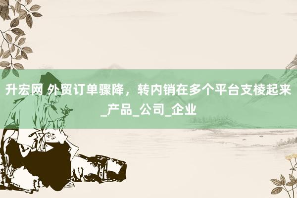 升宏网 外贸订单骤降，转内销在多个平台支棱起来_产品_公司_企业