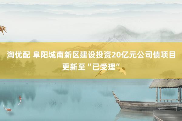 淘优配 阜阳城南新区建设投资20亿元公司债项目更新至“已受理”