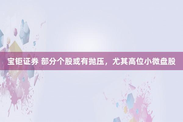 宝钜证券 部分个股或有抛压，尤其高位小微盘股