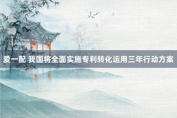 爱一配 我国将全面实施专利转化运用三年行动方案